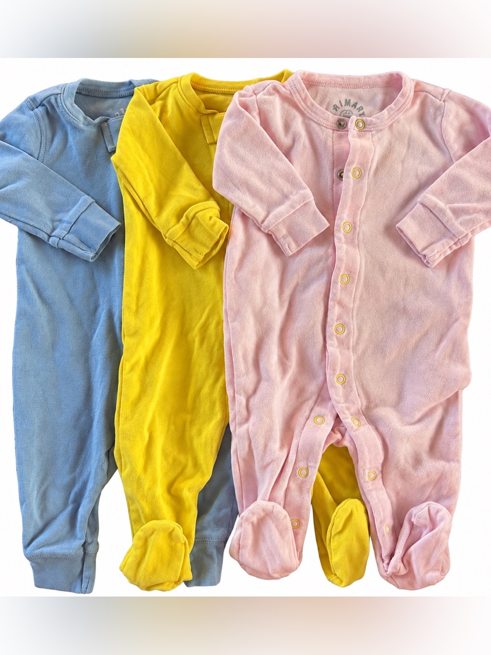 Primary Baby Organic Cotton Sleepers 0-3M 3 Piece Bundle